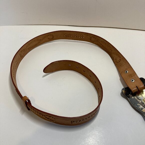 ADM Silversmith Col Texas Lone Star State Belt Buckle 40 Leather Belt Hand Made - Picture 10 of 16